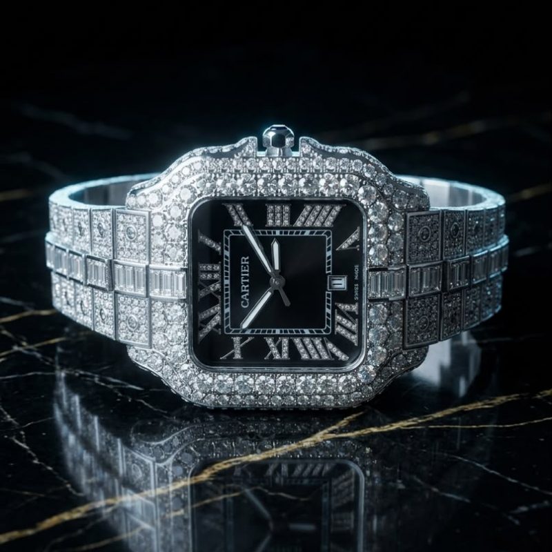 ساعت مردانه فول نگین کوارتز کارتیه سانتوس Cartier