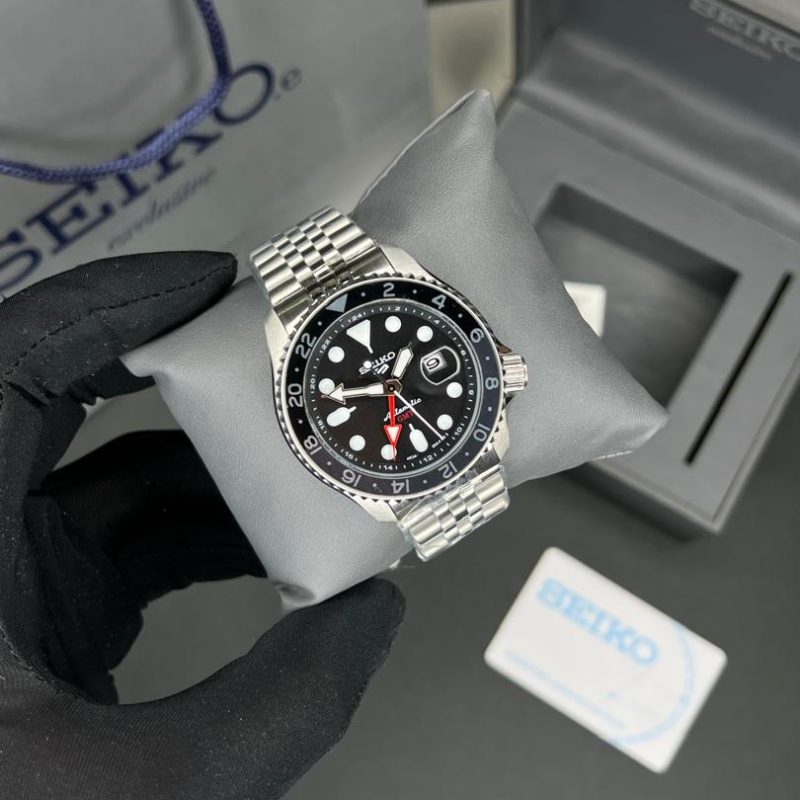 ساعت مردانه سیکو 5 جی ام تی اتوماتیک صفحه مشکی 021647 SEIKO 5 GMT