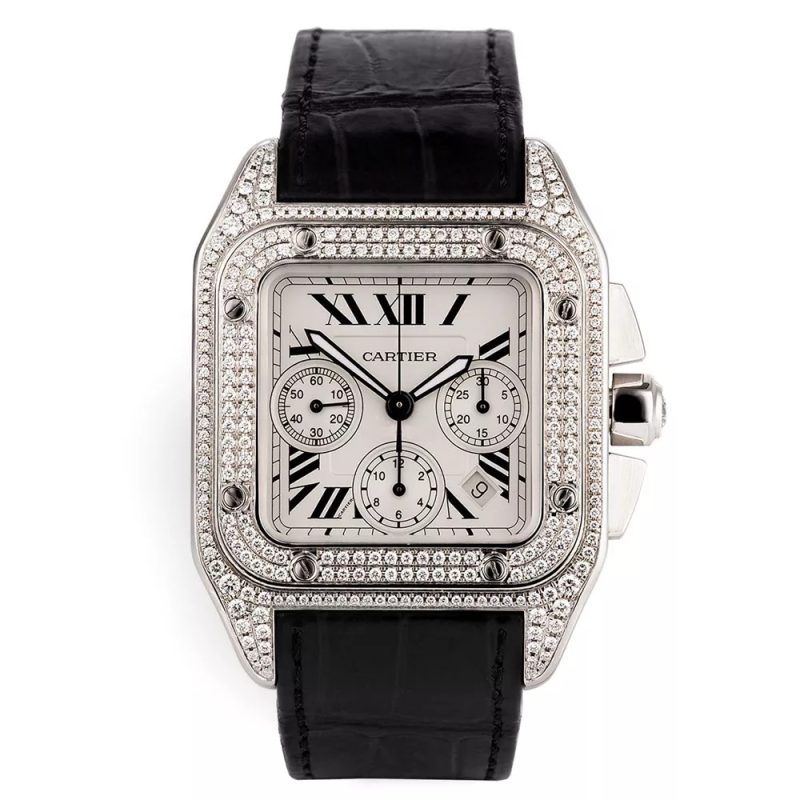 ساعت زنانه کارتیر سانتوس کرنوگراف فول نگین Cartier