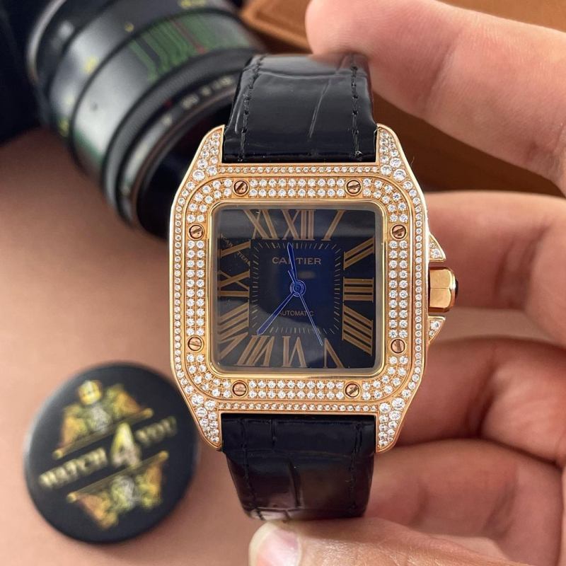 ساعت مچی زنانه کارتیر سانتوز فول نگین مخراج سوارفسکی(Cartier) (3)
