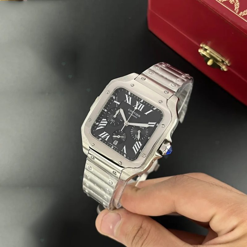 ساعت کارتیه د سانتوس کرنوگراف صفحه مشکی Cartier Santos